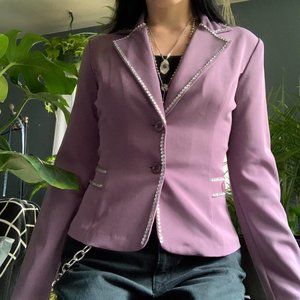 Vintage Byer Y2K lavender blazer with rhinestone trim